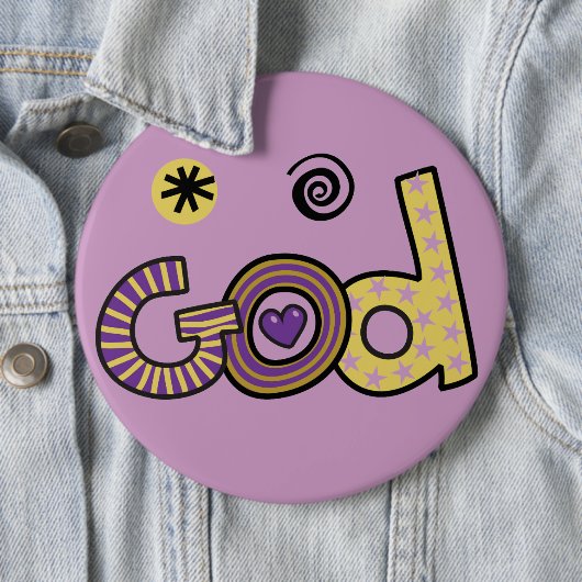Gott I Doodles I Lila I 6x6 Schaltfläche Button (Beispiel)