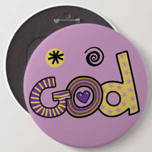 Gott I Doodles I Lila I 6x6 Schaltfläche Button