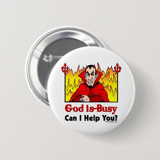 Gott ist beschäftigt witziges Design Button (Vorne & Hinten)