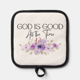 Gott ist die ganze Zeit Christliche Blume zu zitie Topflappen