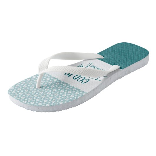 Gott ist die ganze Zeit treu Erwachsene Flip Flops Badesandalen (Schrägansicht)