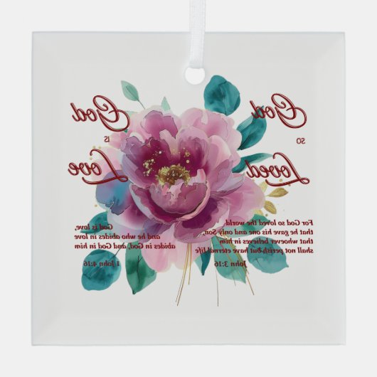 Gott ist die Liebe Bibel Verse Blumen Christlich Ornament Aus Glas (Rückseite)