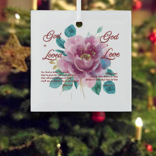 Gott ist die Liebe Bibel Verse Blumen Christlich Ornament Aus Glas