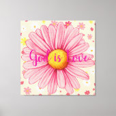 Gott ist die Liebe farbenfrohe Sonnenblumenzitat Leinwanddruck (Vorderseite)