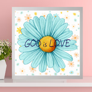 Gott ist die Liebe farbenfrohe Sonnenblumenzitat Poster