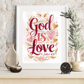Gott ist die Liebe Rosa und Gold Christliche Mauer Poster