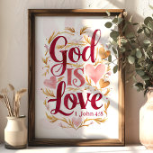 Gott ist die Liebe Rosa und Gold Christliche Mauer Poster