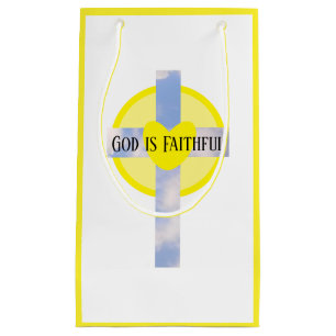 Gott ist ein treuer Kreuz Heilbibel Verse Gelb Kleine Geschenktüte