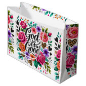 Gott ist eine gute religiöse Christliche Geschenkt Große Geschenktüte (Vorderseite Schrägansicht)