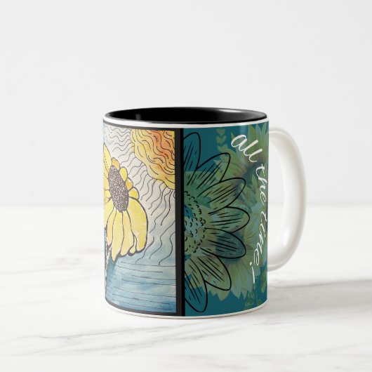 Gott ist eine gute Sonnenblume und Sonnenschein Zweifarbige Tasse (VorderseiteRechts)