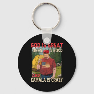 Gott ist groß Bier ist gut Kamala ist verrückt Fun Schlüsselanhänger