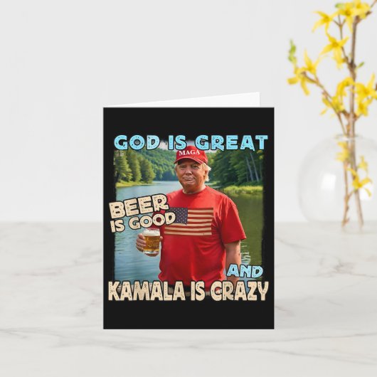 Gott ist groß Bier ist gut und Kamala sind verrück Karte (Gelbe Blume)