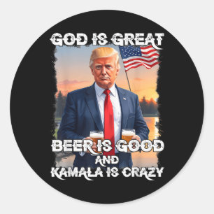 Gott ist großartig Bier ist gut und Kamala sind ve Runder Aufkleber