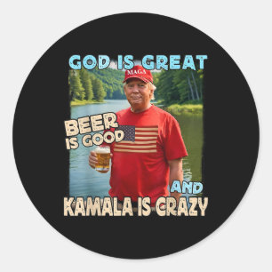 Gott ist großartig Bier ist gut und Kamala sind ve Runder Aufkleber