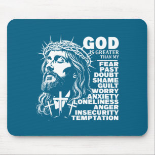Gott ist größer als meine Angst, christliche Affir Mousepad