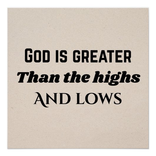Gott ist größer Christliche Typografie Poster (Vorderseite)