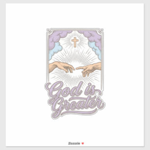 Gott ist größer, christliches Vintage-Gravur-Shirt Aufkleber