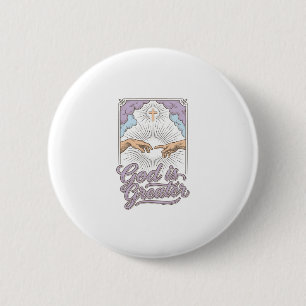 Gott ist größer Christliches Vintage-Gravur-Shirt_ Button