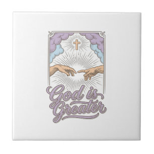 Gott ist größer Christliches Vintage-Gravur-Shirt_ Fliese