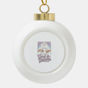 Gott ist größer Christliches Vintage-Gravur-Shirt_ Keramik Kugel-Ornament