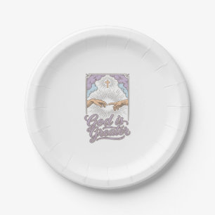 Gott ist größer Christliches Vintage-Gravur-Shirt_ Pappteller