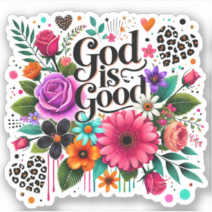 Gott ist gut Floral Christlich Aufkleber