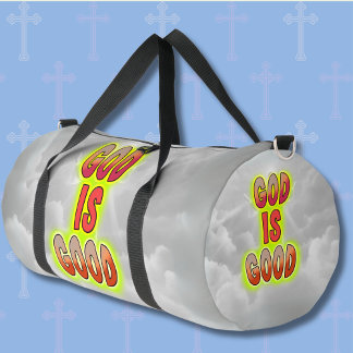 Gott ist gut rot grün, auf grauen Wolken Duffle Bag