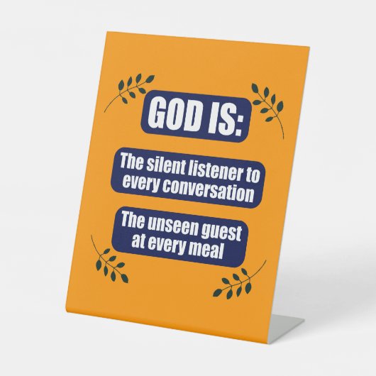 Gott ist immer präsent still zuhören und unsichtba sockelschild (Vorderseite)