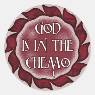 Gott ist in Chemo Aufklebern. Runder Aufkleber