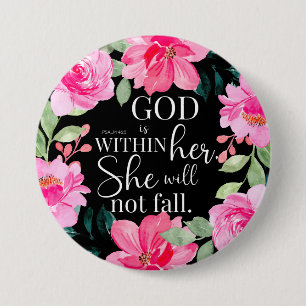 Gott ist in ihr - Psalm 46:5 Rosa Bläserin Button