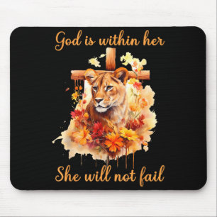 Gott ist in ihr, sie wird nicht scheitern Löwin Kr Mousepad