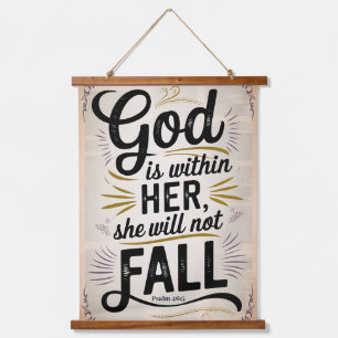 Gott ist in ihr Vintage-Christliche Wand Wandteppich Mit Holzrahmen