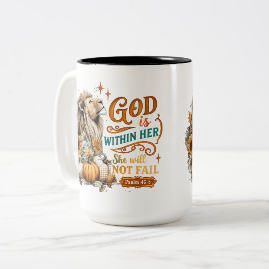 Gott ist in ihr... zweifarbige tasse (Vorderseite Links)