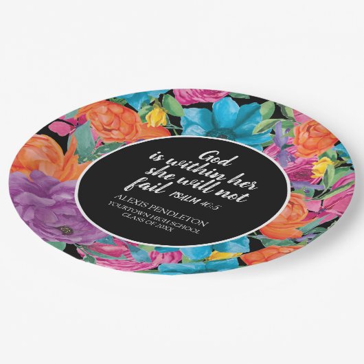 Gott ist in ihrem Christlichen Abschluss Blumen Pappteller (Schrägansicht)