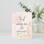 Gott ist in ihrem Psalm 46:5 Pink botanisch Postkarte (Stehend Vorderseite)