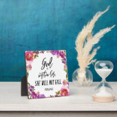 Gott ist in ihrer Bibel Verse rosa Blumenreath Fotoplatte (InSitu)