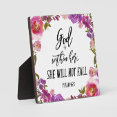 Gott ist in ihrer Bibel Verse rosa Blumenreath Fotoplatte (Vorderseite)