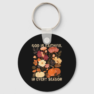 Gott ist in jeder Jahreszeit treu, florale Herbst- Schlüsselanhänger