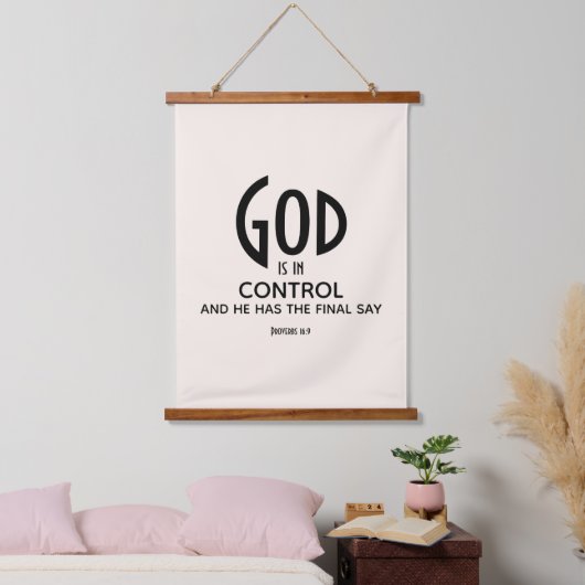 GOTT IST IN KONTROLLE Christlich Wandteppich Mit Holzrahmen (Schlafzimmer)