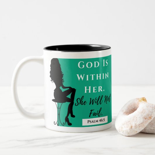 Gott ist innerhalb ihrer zweifarbige tasse (Mit Donut)