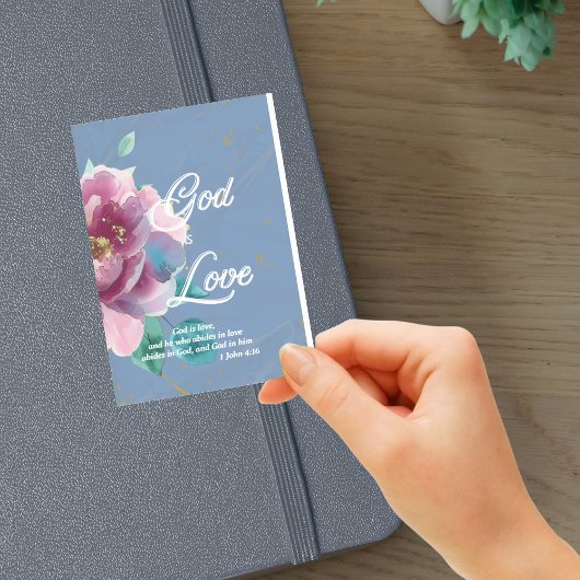 Gott ist Liebe Bibel Verse Blue Floral Christlich Aufkleber