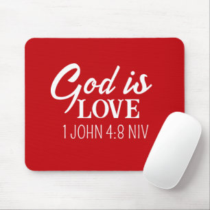 Gott ist Liebe Bibel Verse Christlicher Glaube Rot Mousepad