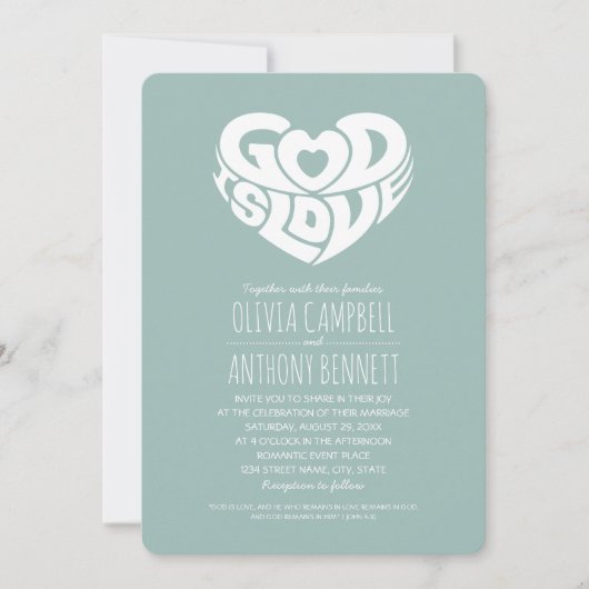 Gott ist Liebe Bible Verse Christlich Hochzeit Einladung (Vorderseite)