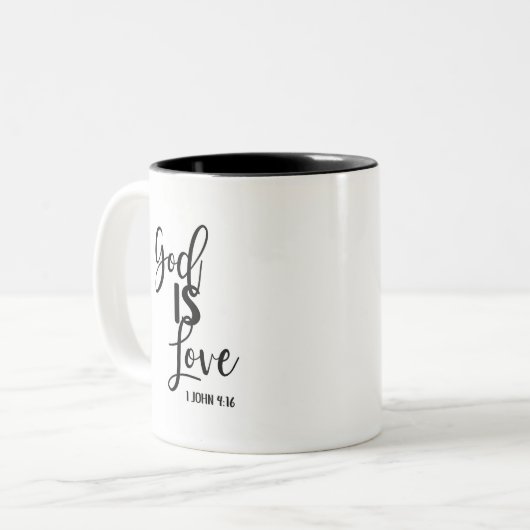 Gott ist Liebe Bible Verse Kaffee Tasse (Vorderseite Links)