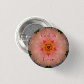 Gott ist Liebe Blumenknopf Button (Vorne & Hinten)