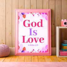 Gott ist Liebe Boho Christlich Teen Girl Wall Kuns