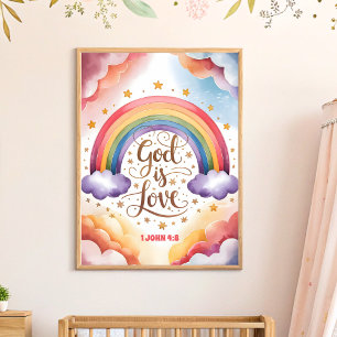 Gott ist Liebe Boho Christliches Kinderzimmer Maue Poster