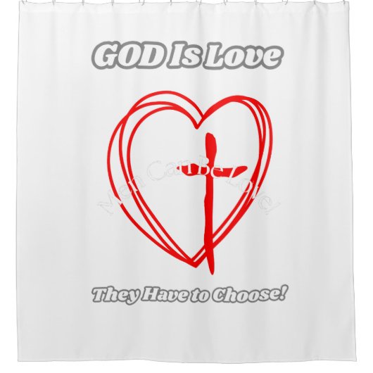 "Gott ist Liebe." Duschvorhang (Vorderseite)