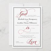Gott ist Liebe Graceful Red Script Einladung (Vorderseite)