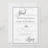 Gott ist Liebe Gracful Script Hochzeit Einladung (Vorderseite)